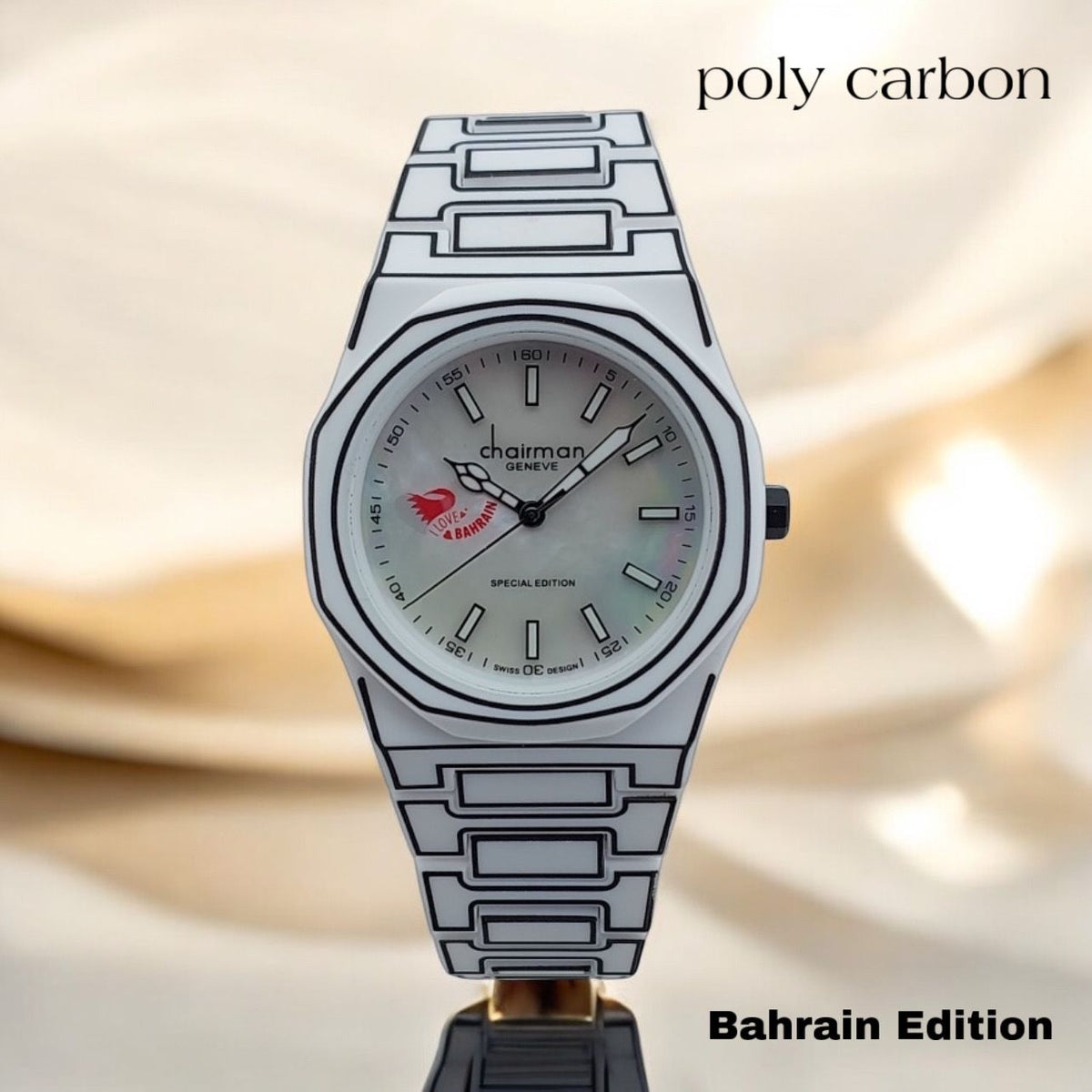 BAHRAIN Edition White Chairman Geneve Poly Carbon Gents Watch