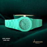 ساعة تشيرمان جينيف بيبي جرين بمينا عربية من البولي كربون للنساء