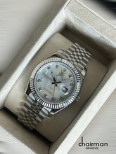 ساعة تشيرمان جينيف للرجال بمينا من الرخام الأبيض وسلسلة فضية