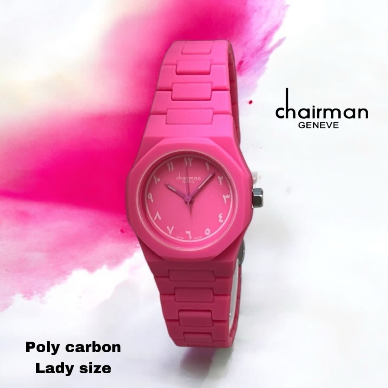 Chairman Geneve Pink Arabic Dial Poly Carbon Lady Size Watch