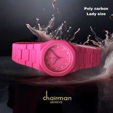 Chairman Geneve Pink Arabic Dial Poly Carbon Lady Size Watch
