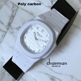 ساعة تشيرمان جينيف بولي كاربون عربية رمادية صغيرة للرجال