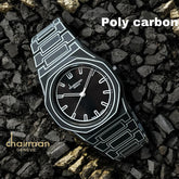 ساعة Chairman Geneve Swiss Design للرجال بمينا سوداء وسوار أسود