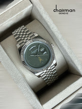 ساعة تشيرمان جينيف للرجال بمينا عربية رمادية اللون وسلسلة فضية