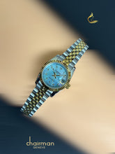 ساعة تشارمر جينيف نسائية باللون الأزرق السماوي، مينا عربية مؤرخة، فضية وذهبية