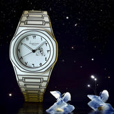 ساعة سويس ديزاين تشيرمان جنيف عربية للرجال بمينا أبيض وسوار أبيض وأسود