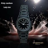 ساعة سويسرية من تصميم رئيس مجلس الإدارة جينيف باللون الأسود من بولي كربون مقاس نسائي