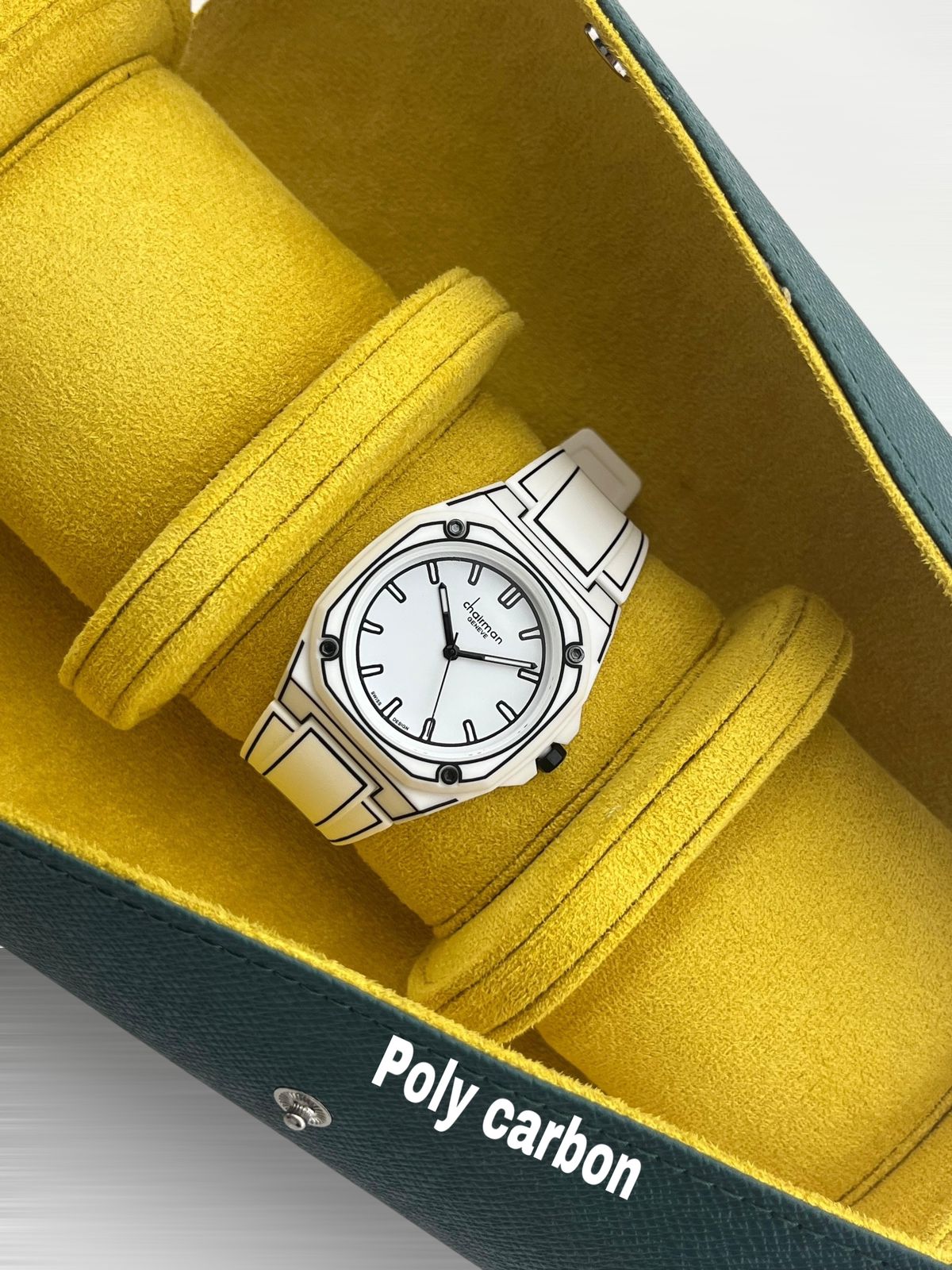 ساعة سويس ديزاين تشيفمنت جينيف كريم بولي كاربون للرجال