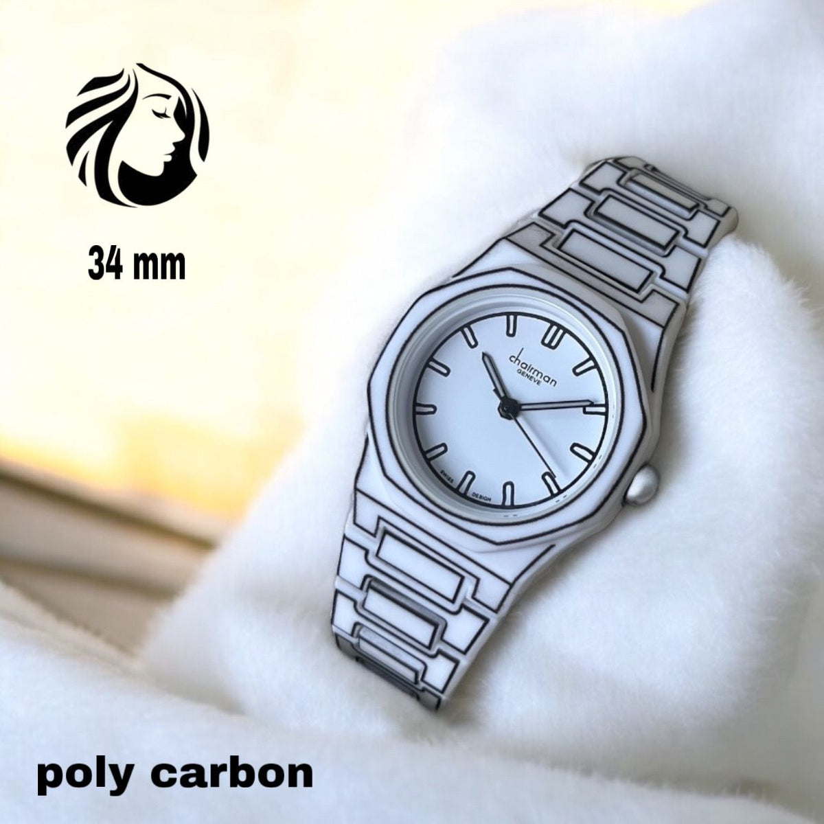 Swiss Design Chairman Geneve White Poly Carbon Gents Watch