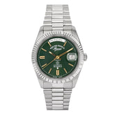 ساعة ويست إند النسائية الأوتوماتيكية بعلبة فضية اللون ومينا خضراء