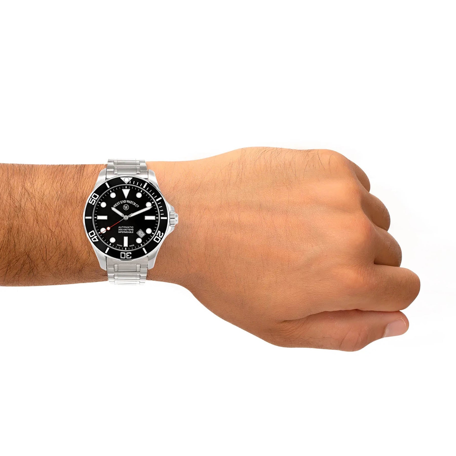 West End Men's Silver Tone Case Black Dial Automatic Watch