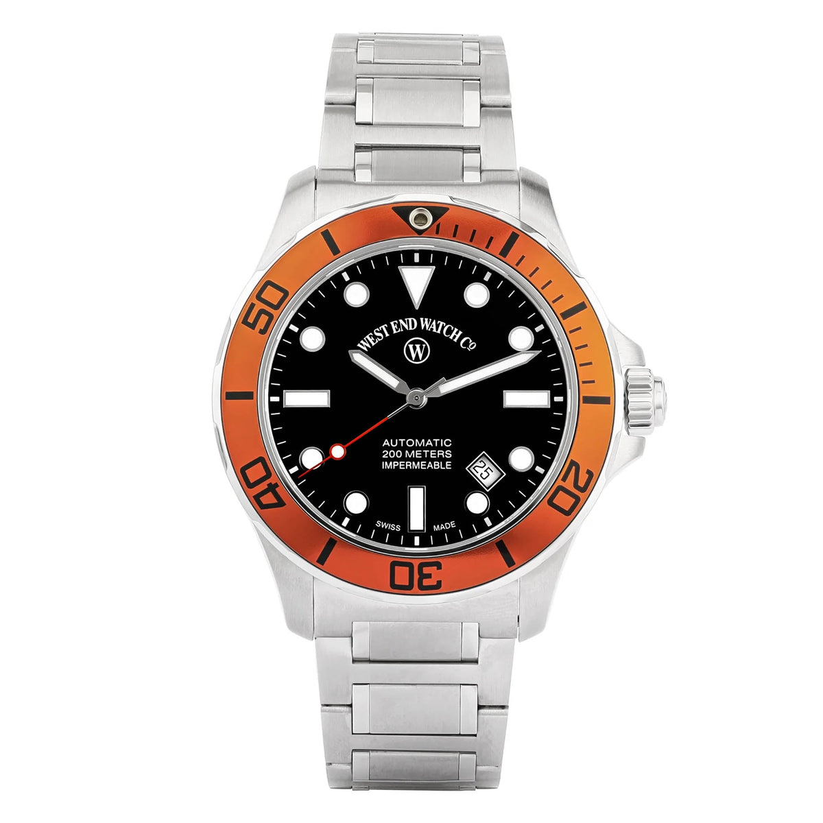 ساعة ويست إند للرجال أوتوماتيكية بعلبة فضية اللون ومينا سوداء