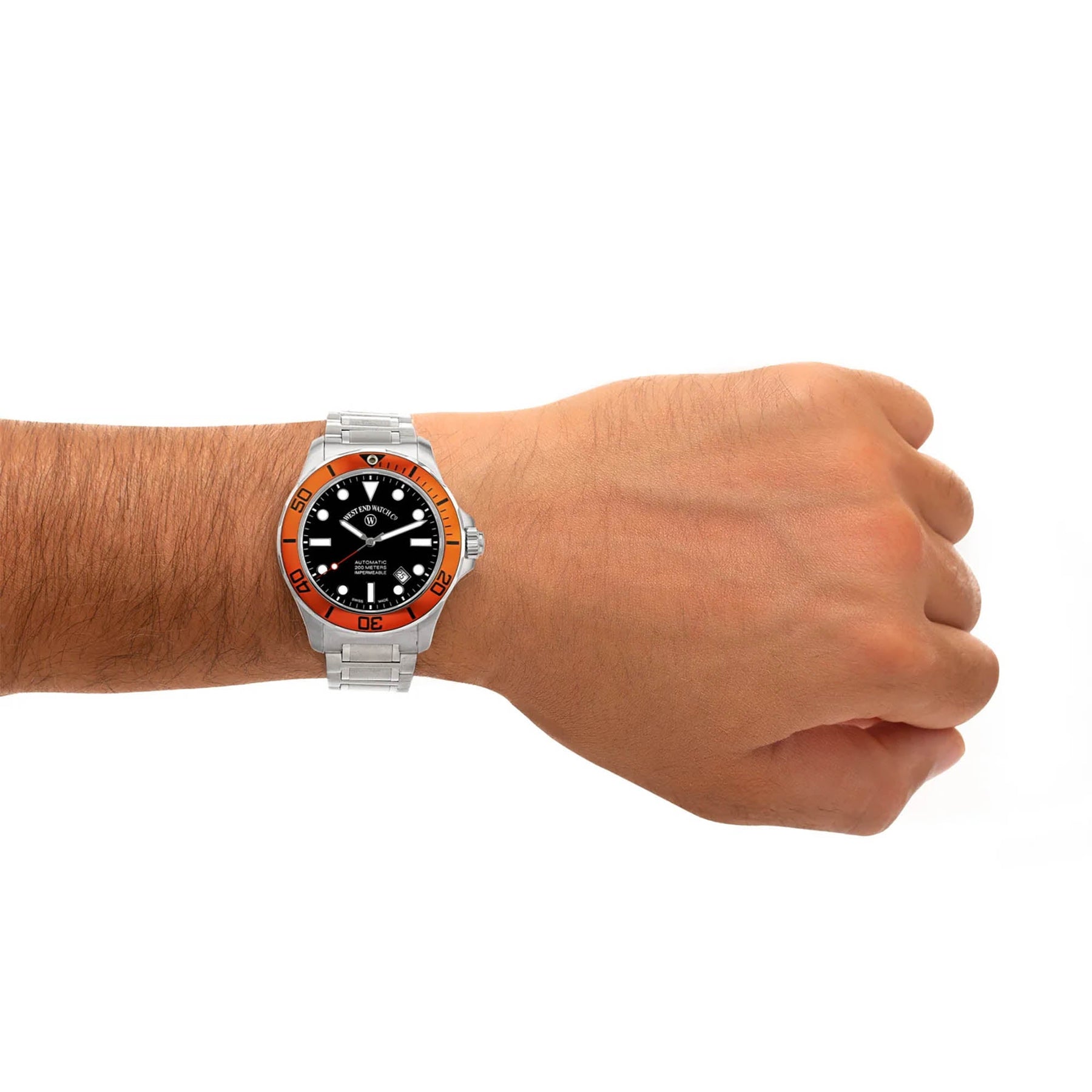 West End Men's Silver Tone Case Black Dial Automatic Watch