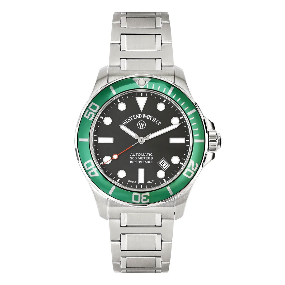 ساعة ويست إند للرجال أوتوماتيكية بعلبة فضية اللون ومينا سوداء