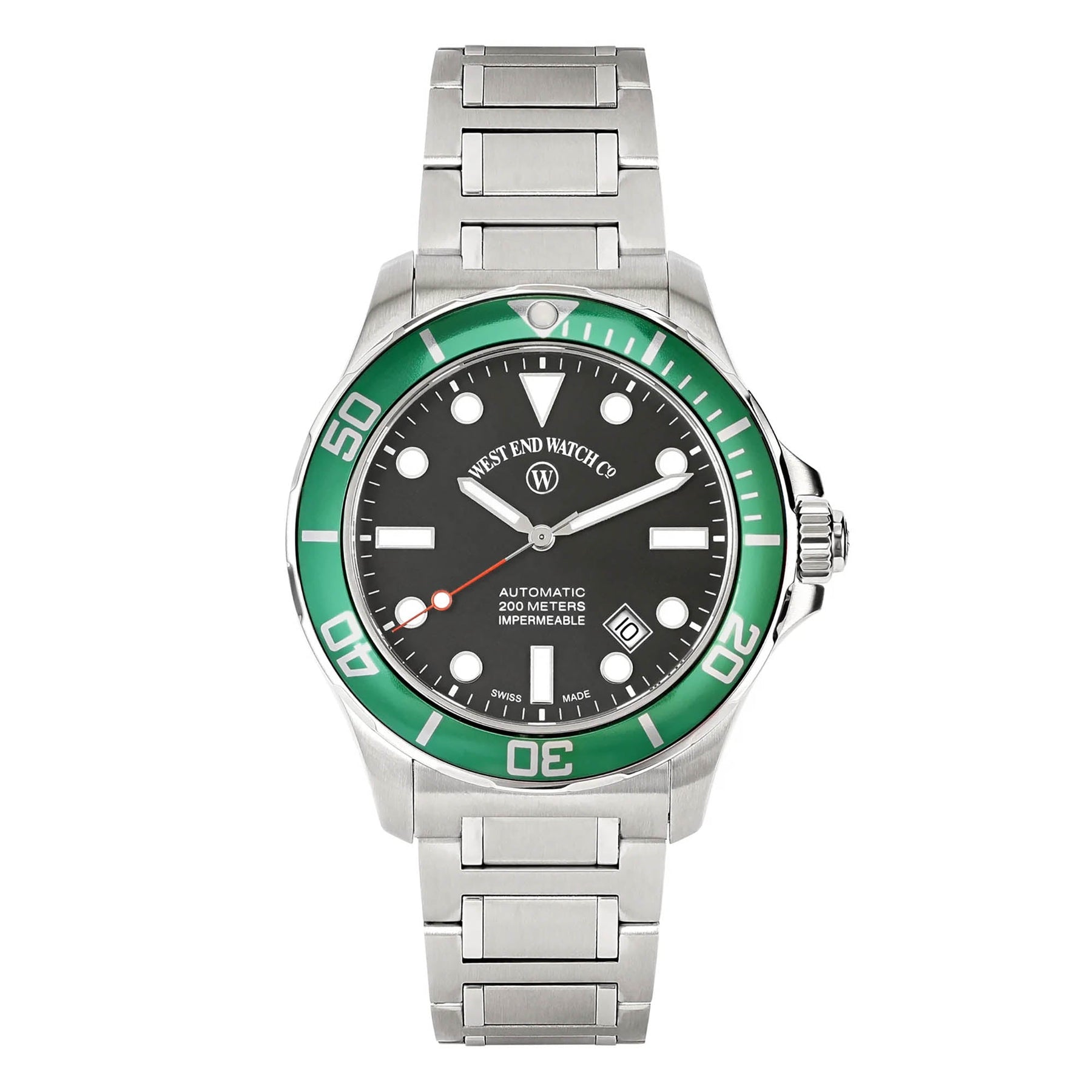 West End Men's Silver Tone Case Black Dial Automatic Watch