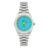 ساعة ويست إند النسائية الأوتوماتيكية بعلبة فضية اللون ومينا فيروزي