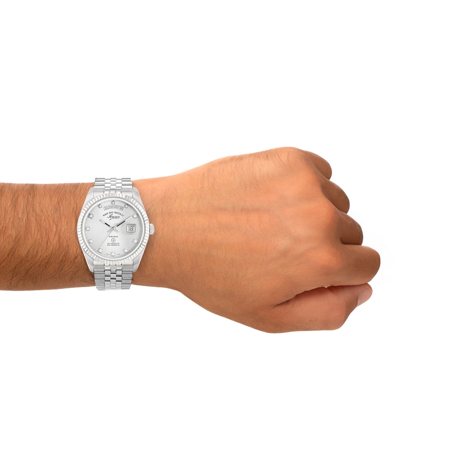 ساعة ويست إند للرجال أوتوماتيكية بعلبة ومينا فضية اللون