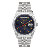 ساعة ويست إند للرجال أوتوماتيكية بعلبة فضية اللون ومينا زرقاء