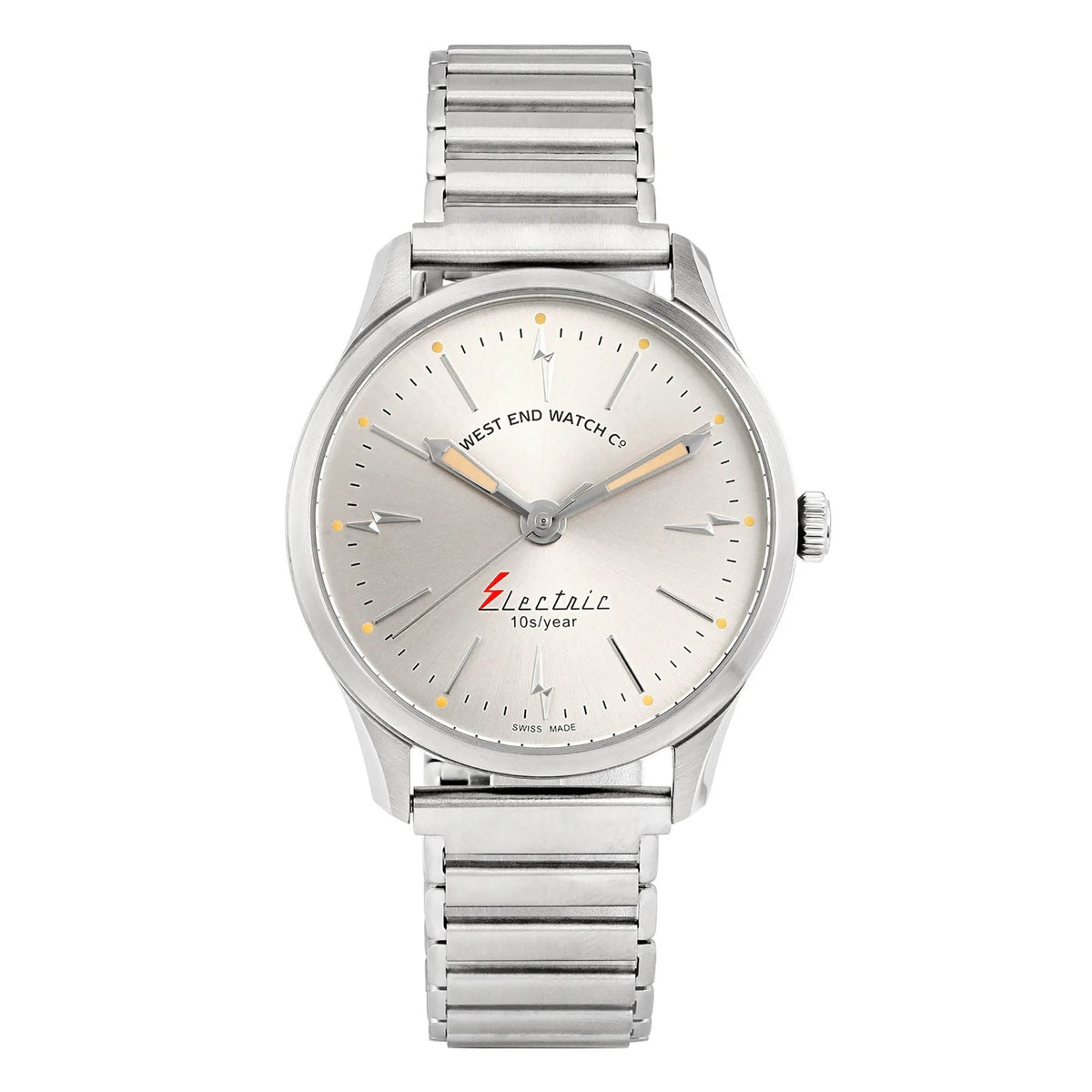 ساعة ويست إند للرجال بهيكل فضي ومينا فضي وسوار كوارتز